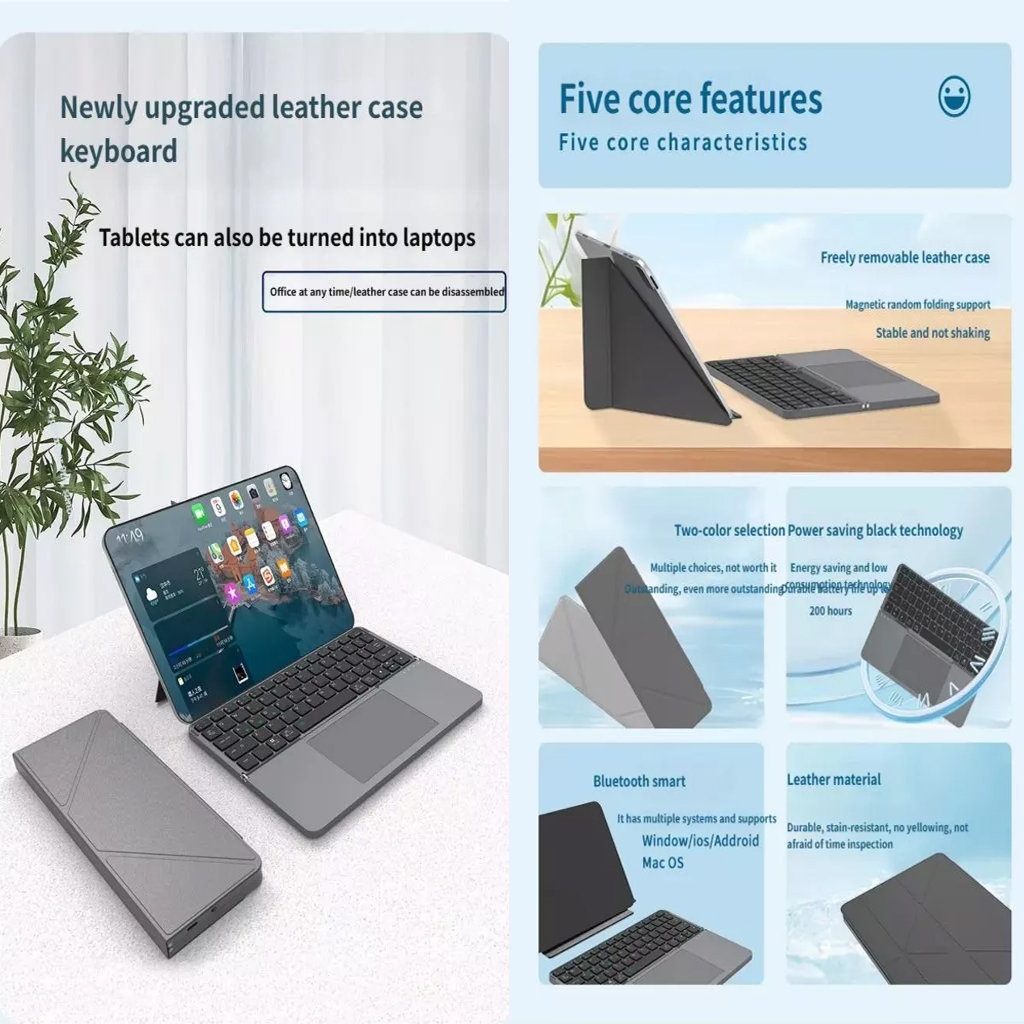 iBOX 11 Folding Keyboard with Touchpad,Compatible with Windows/MacOS/iOS/Android
