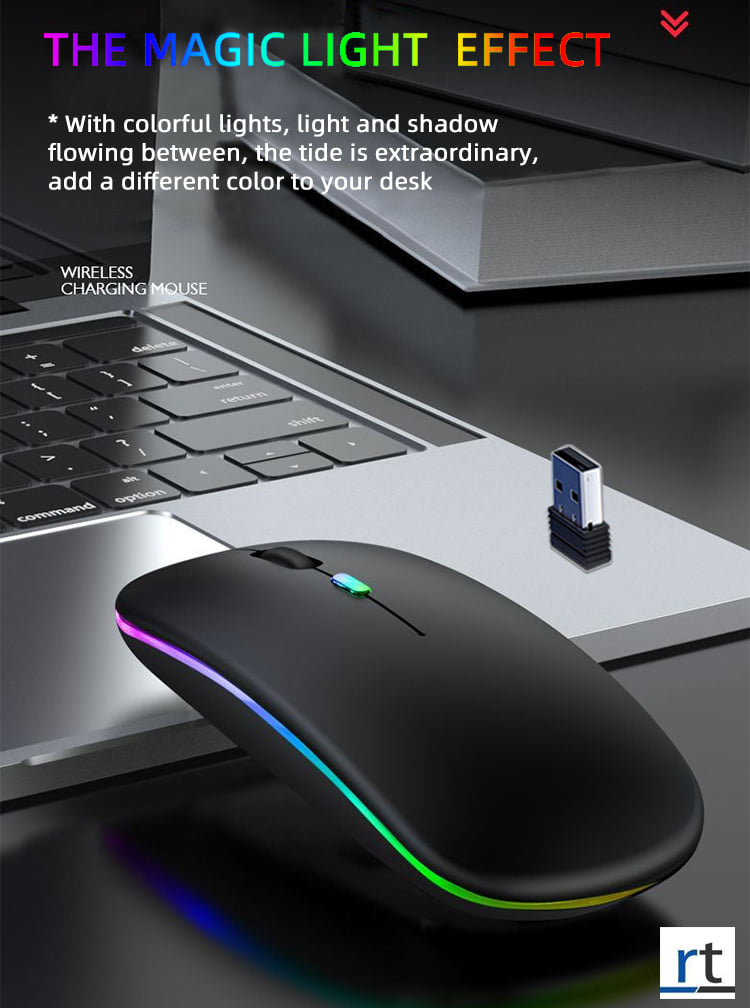 Rechargeable Colorful Wireless & Bluetooth Soundless Mouse