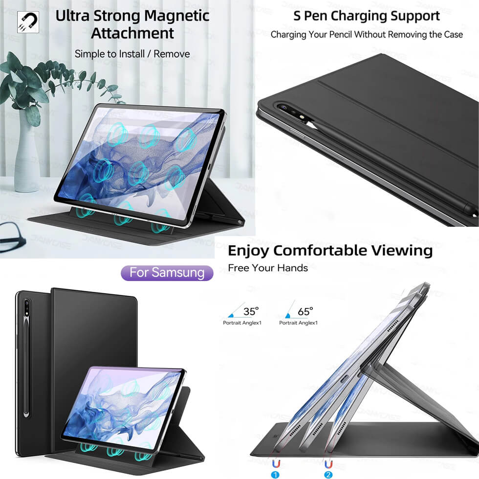 Magnetic Case with Pen Slot for Galaxy Tab s7/s8/s9/s9 FE/s10fe/s9+/s9 FE +/S10+/s8/s9/s10 ultra/s11 ultra