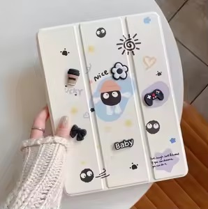 iPad Fancy design Cover with Pen Slot PU Leather Tri-fold Stand