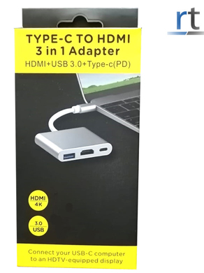 Type C to HDMI 3 in 1 Adapter 4k & 3.0 USB with PD