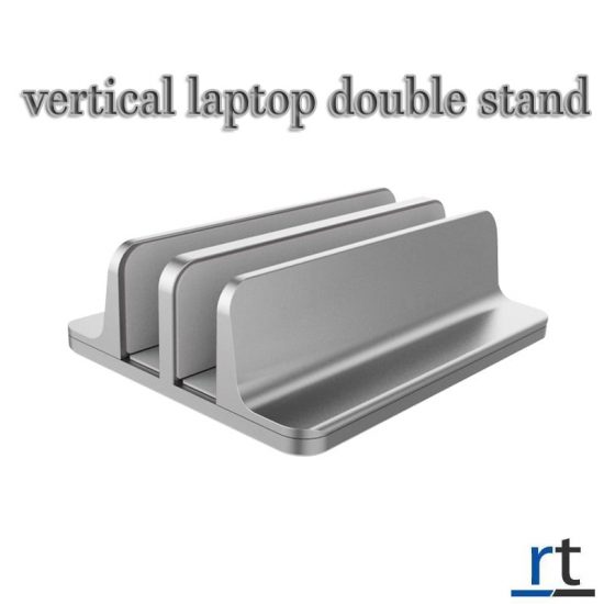 Vertical Laptop Stand Double Desktop Stand Holder with Adjustable Dock