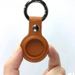 apple airtags holder with key ring leathers
