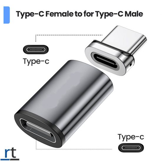 Mini Magnetic Type C Male to Type C Female Adapter