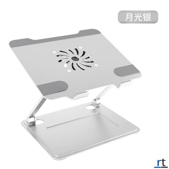 Foldable dual-pole laptop stand with fan