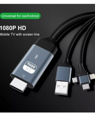 type c, micro usb, lightning to hdmi cable
