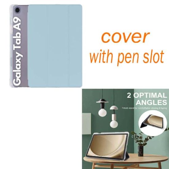 Multi-Angle PU Leather Transparent Case for Galaxy Tab A8 10.5, A9 11'', A9 Plus 11'' with Pen Slot